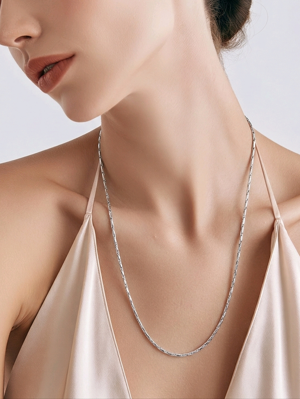 Silver Dainty Link Necklace 1mm Stainless Steel Minimal Layering Chain Everyday
